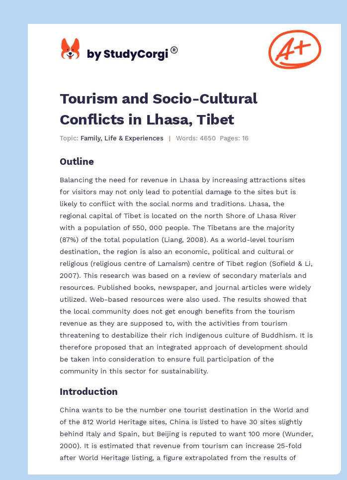 Tourism and Socio-Cultural Conflicts in Lhasa, Tibet. Page 1
