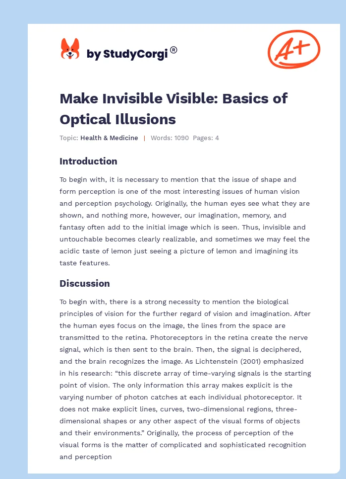 Make Invisible Visible: Basics of Optical Illusions. Page 1