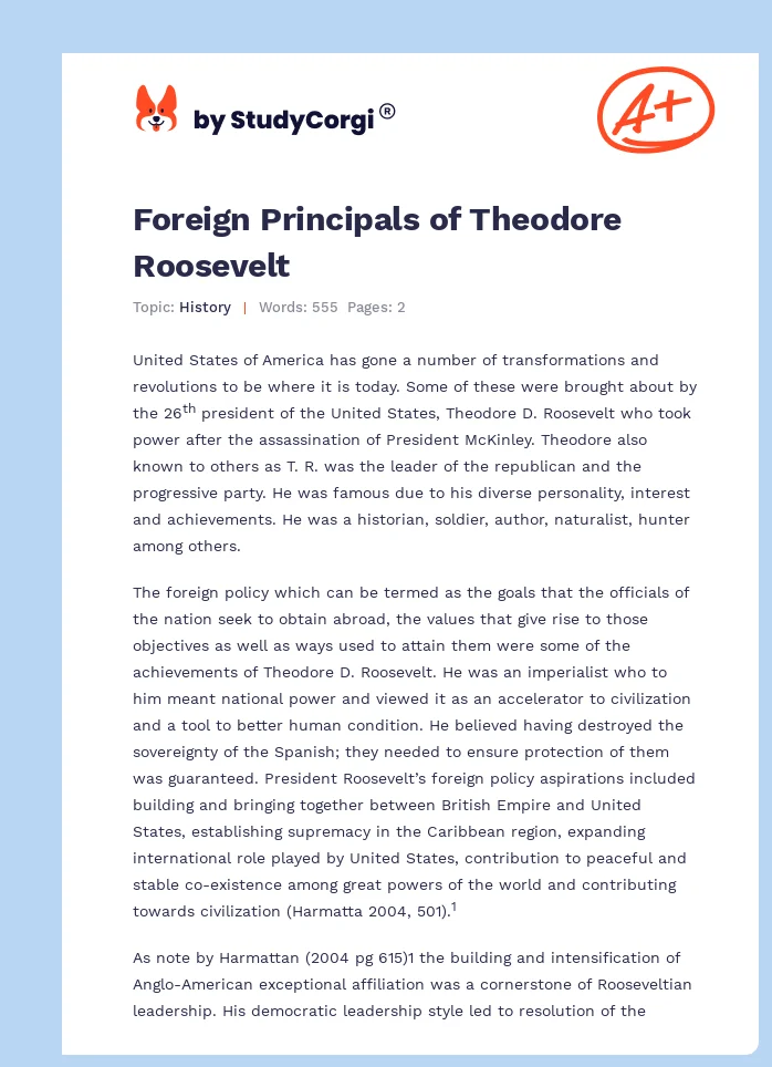 Foreign Principals of Theodore Roosevelt. Page 1