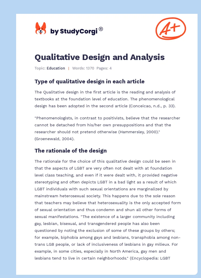 Qualitative Design and Analysis. Page 1