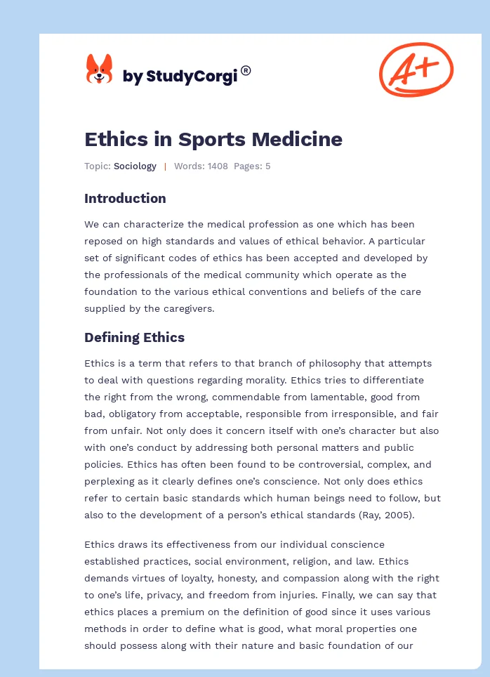 Ethics in Sports Medicine. Page 1