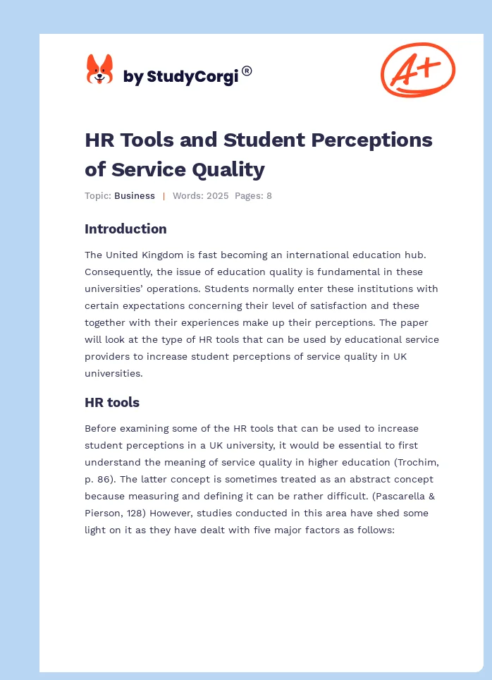 HR Tools and Student Perceptions of Service Quality. Page 1