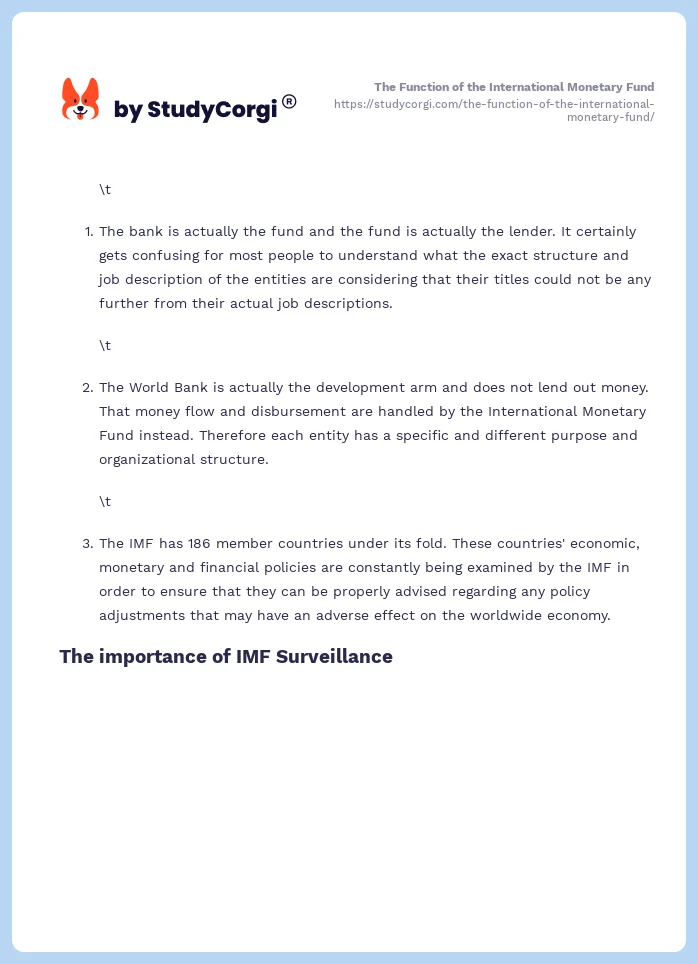 The Function of the International Monetary Fund. Page 2