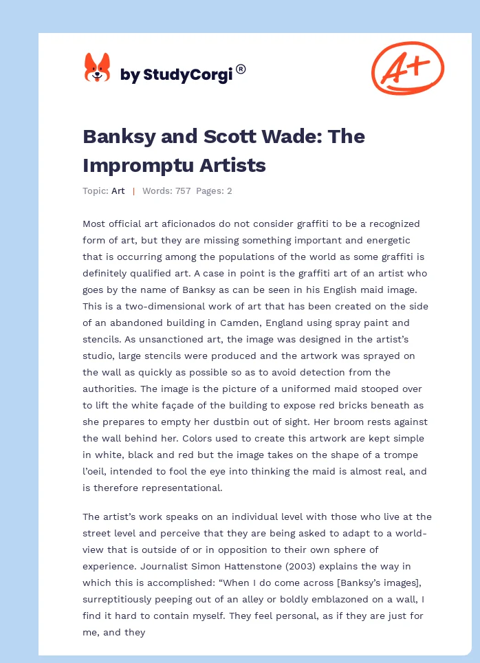 Banksy and Scott Wade: The Impromptu Artists. Page 1