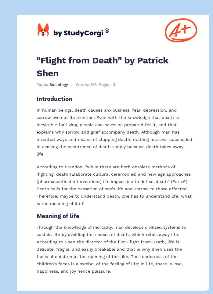 "Flight from Death" by Patrick Shen. Page 1