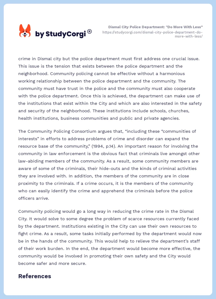 Dismal City Police Department: "Do More With Less”. Page 2