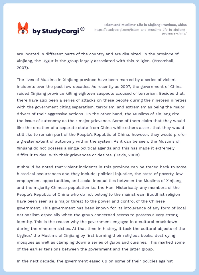 Islam and Muslims' Life in Xinjiang Province, China. Page 2