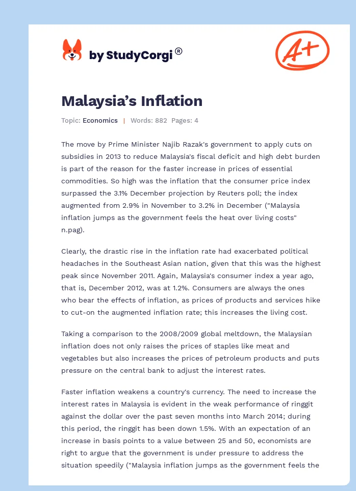 Malaysia’s Inflation. Page 1