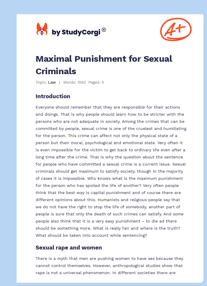 Maximal Punishment for Sexual Criminals. Page 1