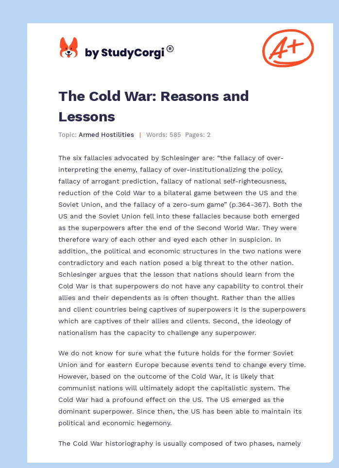 The Cold War: Reasons and Lessons. Page 1
