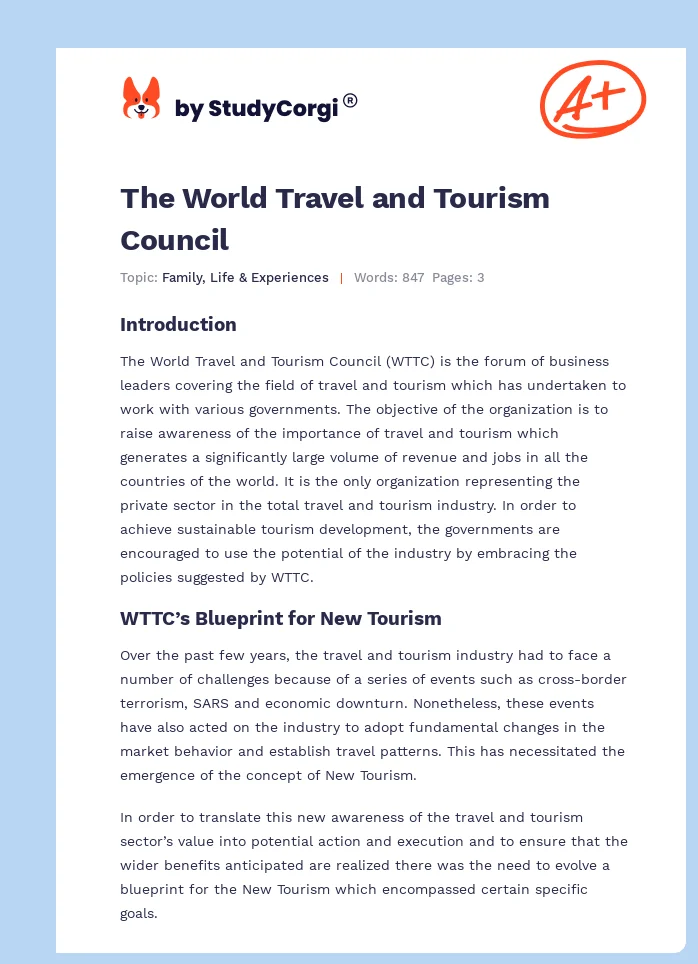 The World Travel and Tourism Council. Page 1