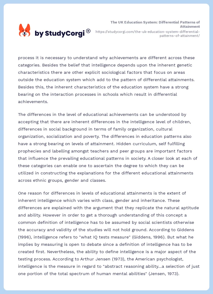 The UK Education System: Differential Patterns of Attainment. Page 2