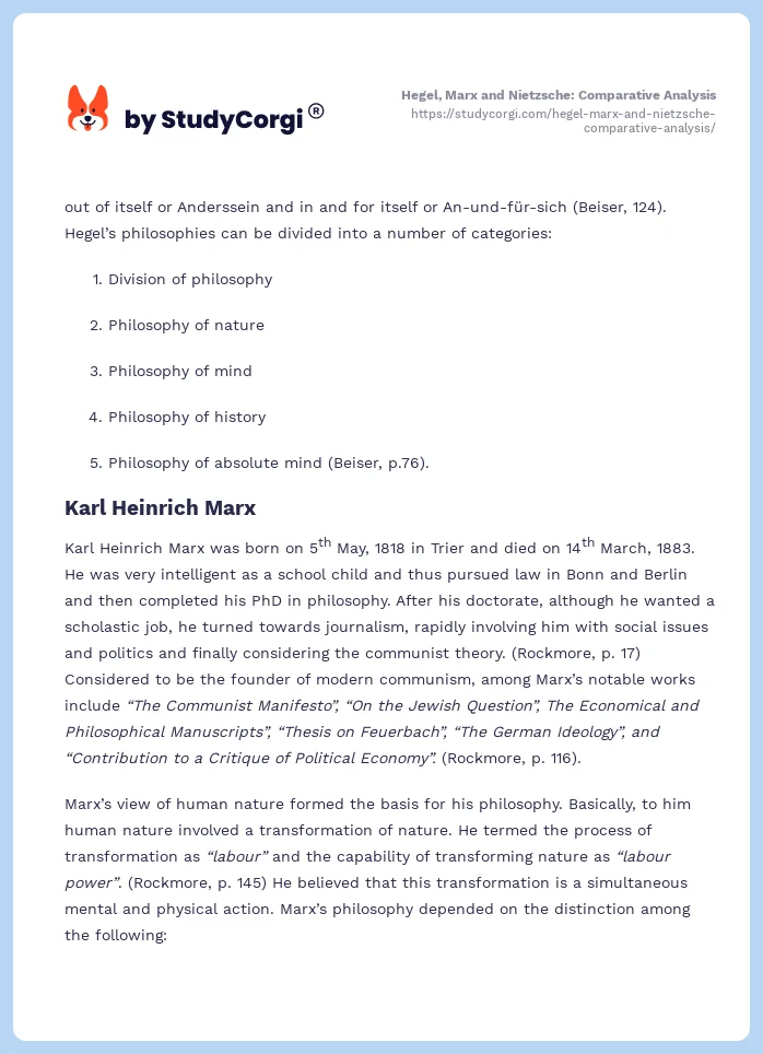 Hegel, Marx and Nietzsche: Comparative Analysis. Page 2