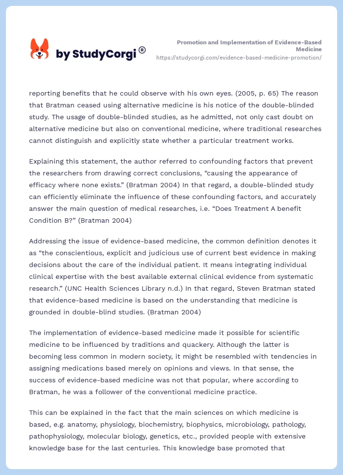 Promotion and Implementation of Evidence-Based Medicine. Page 2