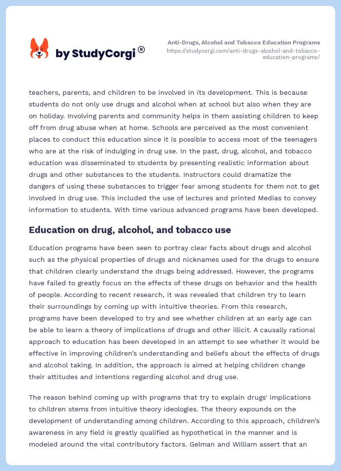 Anti-Drugs, Alcohol and Tobacco Education Programs. Page 2