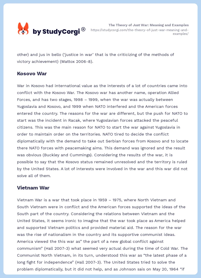 The Theory of Just War: Meaning and Examples. Page 2