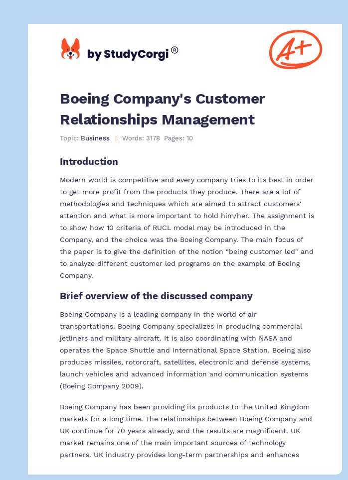 Boeing Company's Customer Relationships Management. Page 1