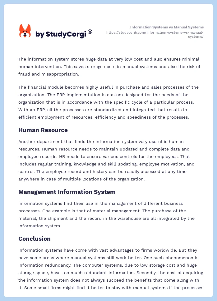 Information Systems vs Manual Systems. Page 2