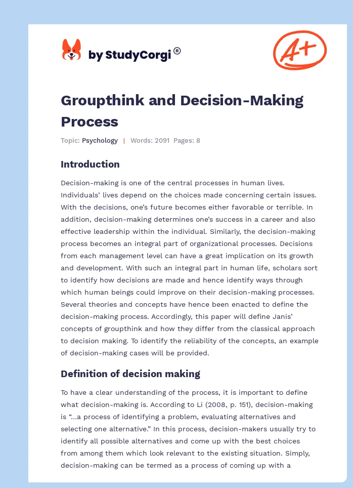 Groupthink and Decision-Making Process. Page 1