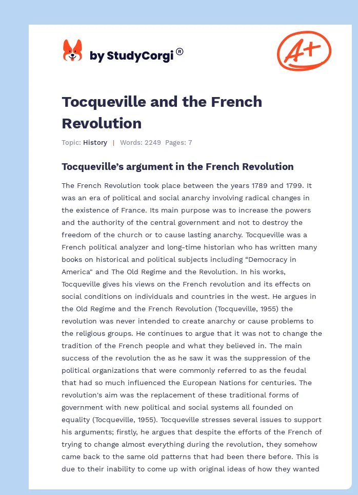 Tocqueville and the French Revolution. Page 1