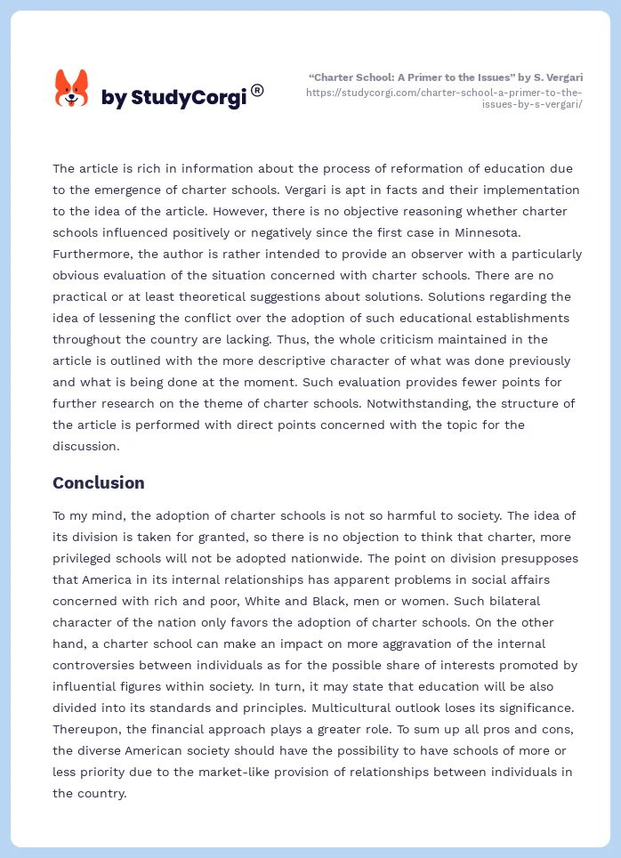 “Charter School: A Primer to the Issues” by S. Vergari. Page 2