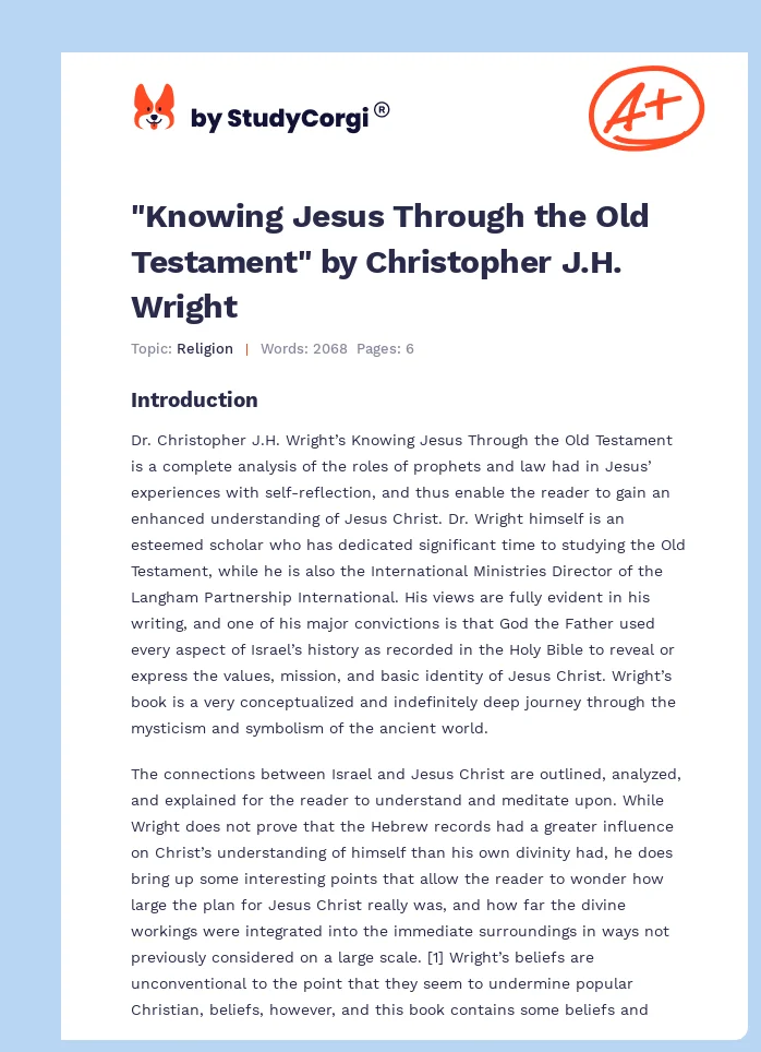 "Knowing Jesus Through the Old Testament" by Christopher J.H. Wright. Page 1