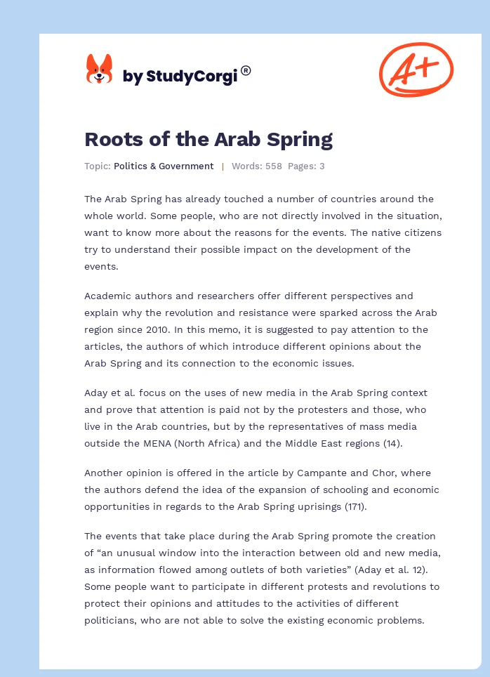 Roots of the Arab Spring. Page 1