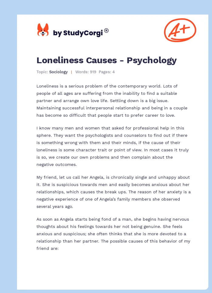 Loneliness Causes - Psychology. Page 1