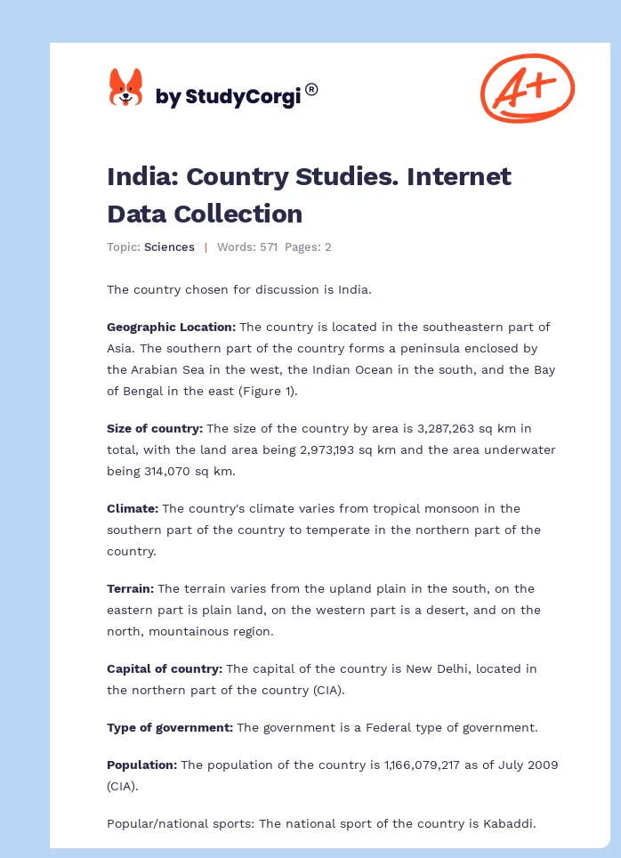 India: Country Studies. Internet Data Collection. Page 1