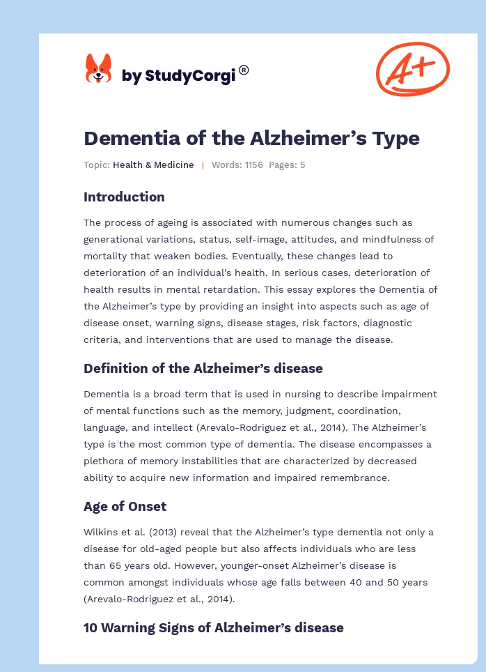 Dementia of the Alzheimer’s Type. Page 1