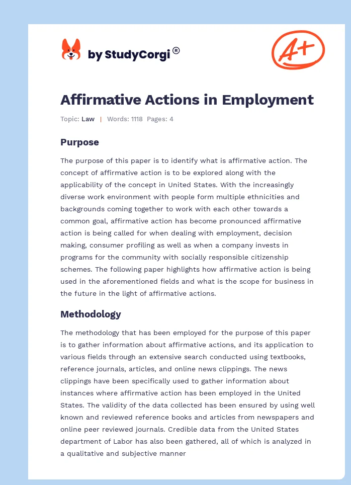 Affirmative Actions in Employment. Page 1