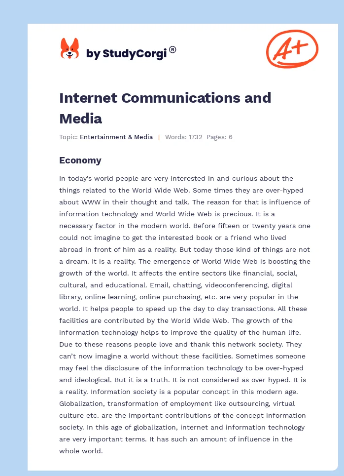 Internet Communications and Media. Page 1
