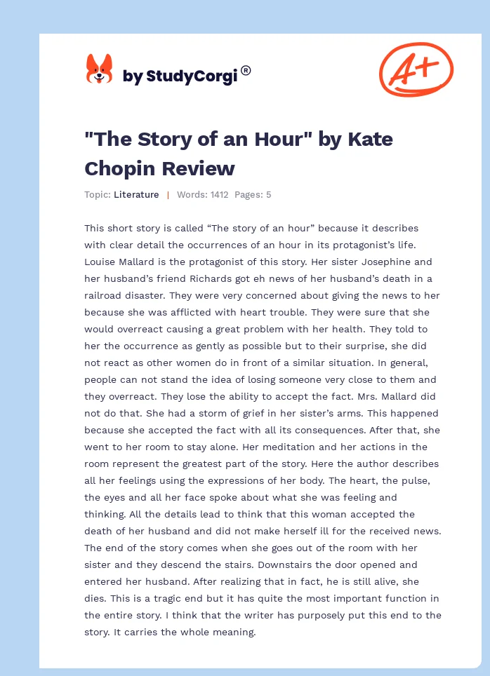 "The Story of an Hour" by Kate Chopin Review. Page 1