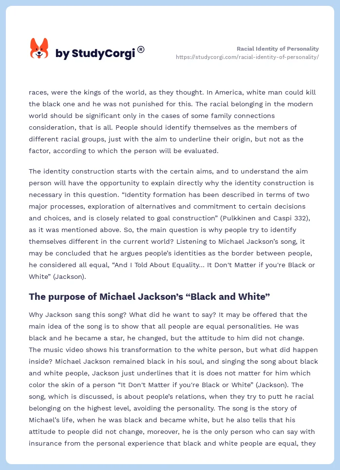 Racial Identity of Personality. Page 2