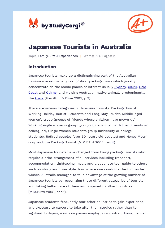 Japanese Tourists in Australia. Page 1
