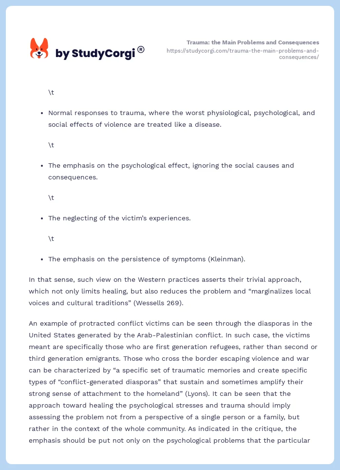 Trauma: the Main Problems and Consequences. Page 2