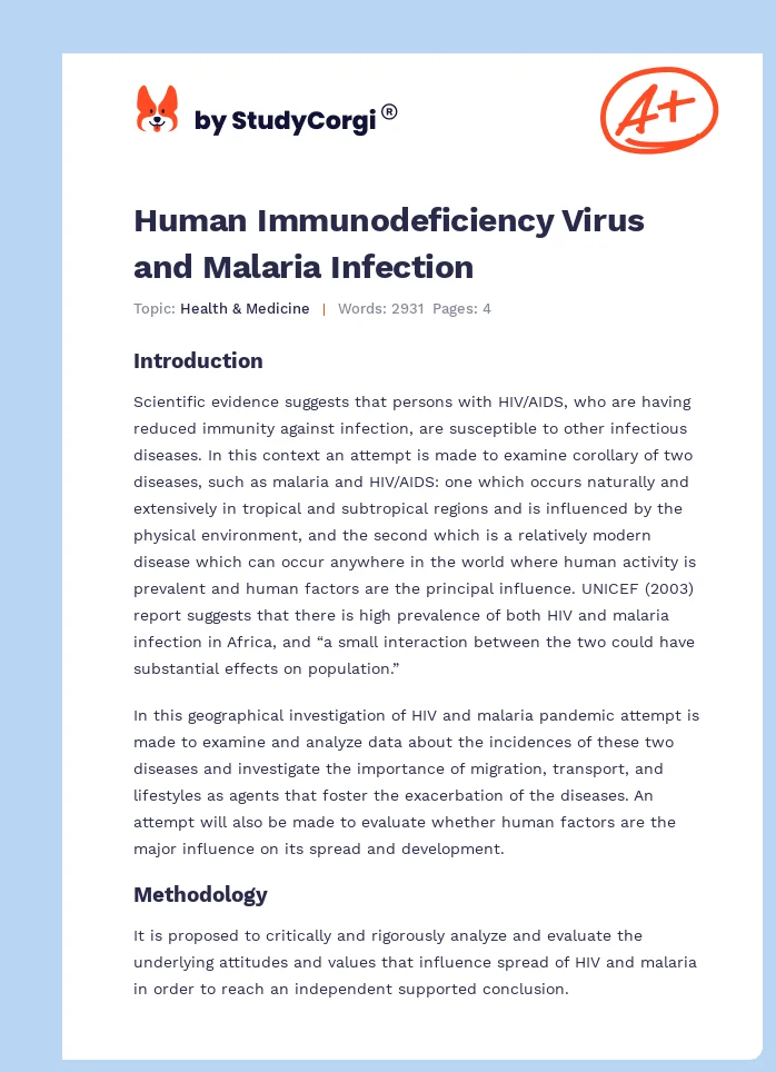 Human Immunodeficiency Virus and Malaria Infection. Page 1
