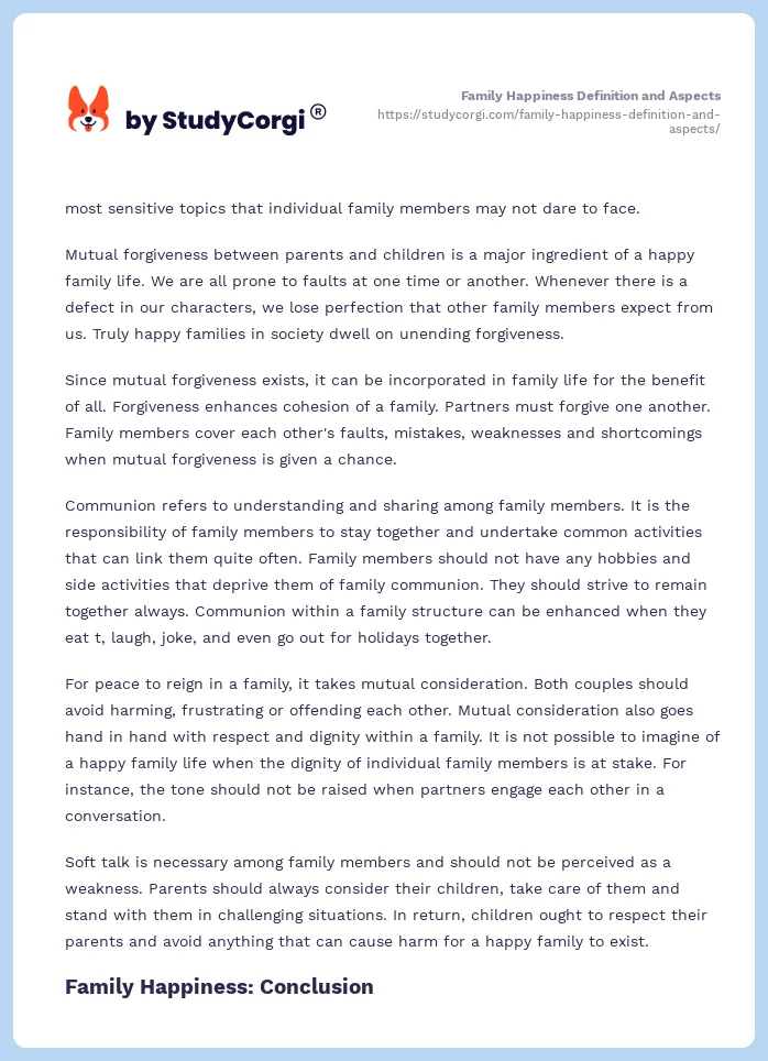Family Happiness Definition and Aspects. Page 2