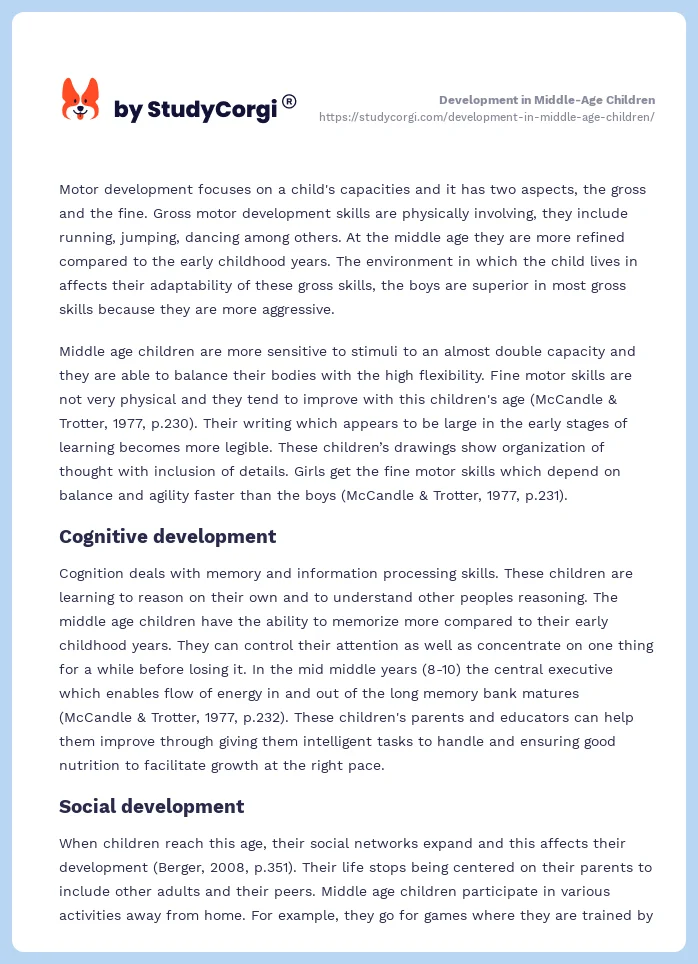 Development in Middle-Age Children. Page 2