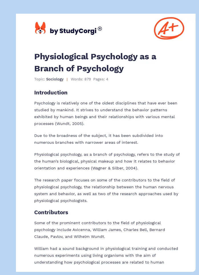research paper related to physiological psychology