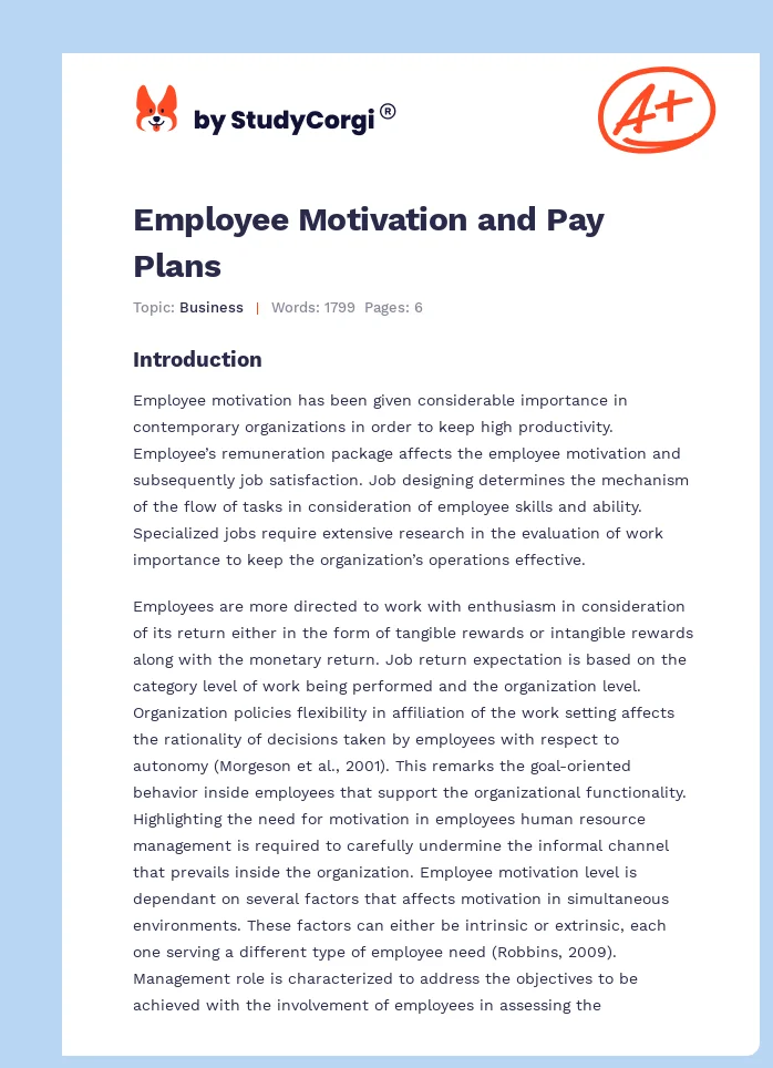 Employee Motivation and Pay Plans. Page 1