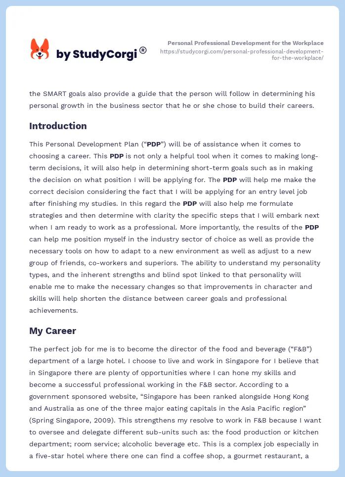 Personal Professional Development for the Workplace. Page 2