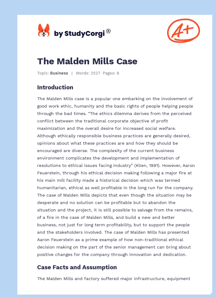 The Malden Mills Case. Page 1