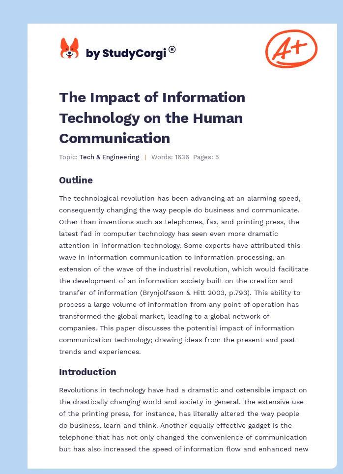 The Impact of Information Technology on the Human Communication. Page 1