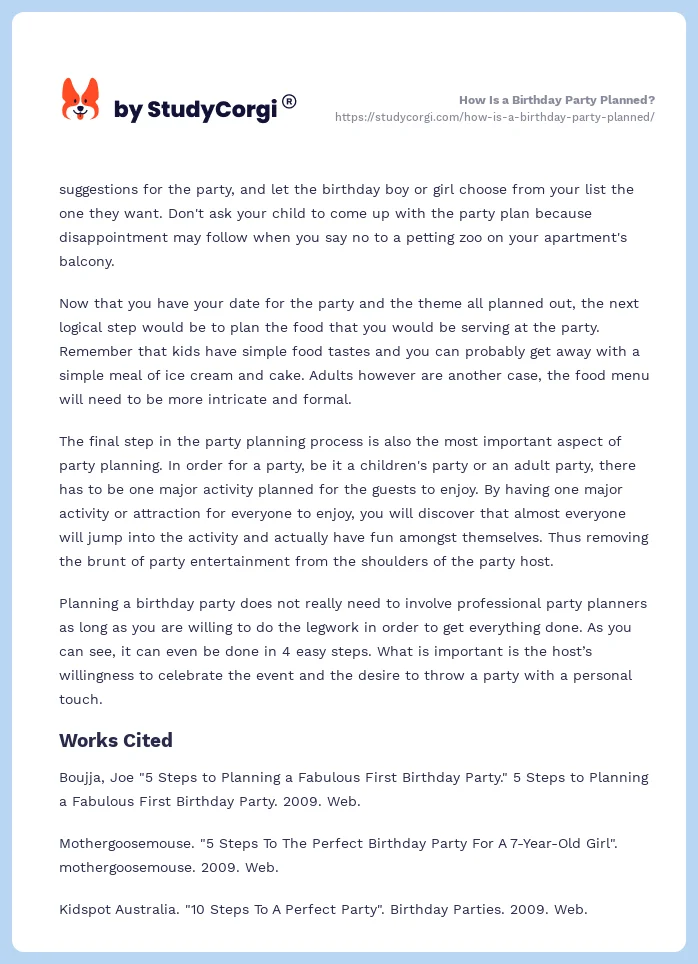 How Is a Birthday Party Planned?. Page 2