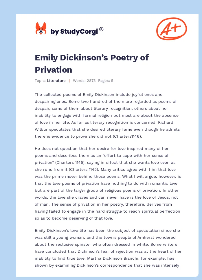 Emily Dickinson’s Poetry of Privation. Page 1