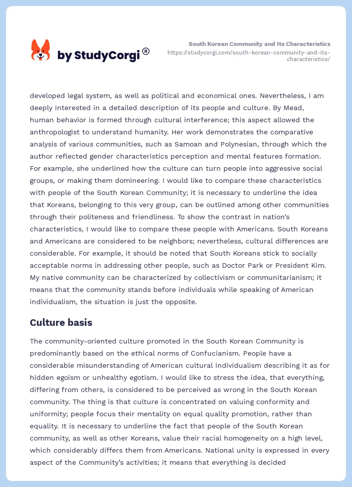 South Korean Community and Its Characteristics. Page 2