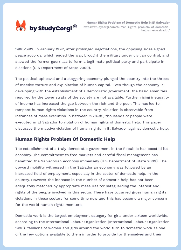Human Rights Problem of Domestic Help in El Salvador. Page 2