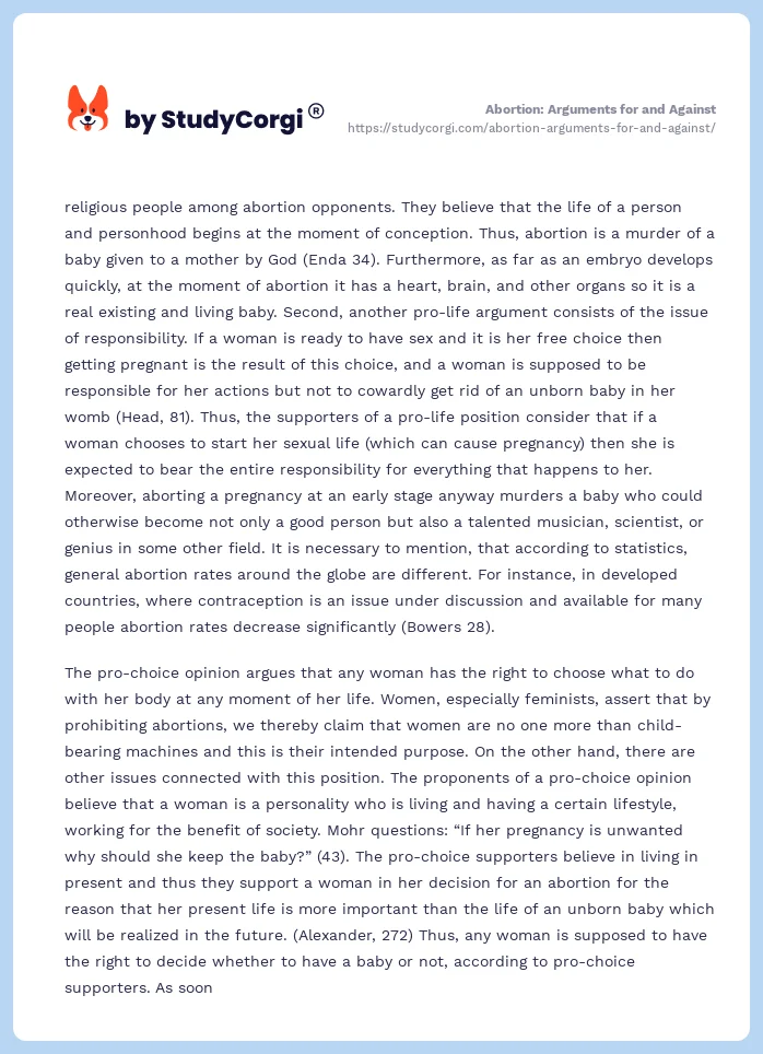 Abortion: Arguments for and Against. Page 2
