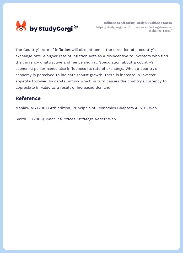 Influences Affecting Foreign Exchange Rates. Page 2